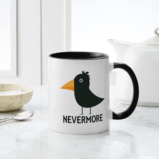 Nevermore Raven Mug - 11 oz (325 ml) Ceramic Coffee Cup with Edgar Allan Poe Design - Perfect for Tea, Hot Chocolate & Office Use