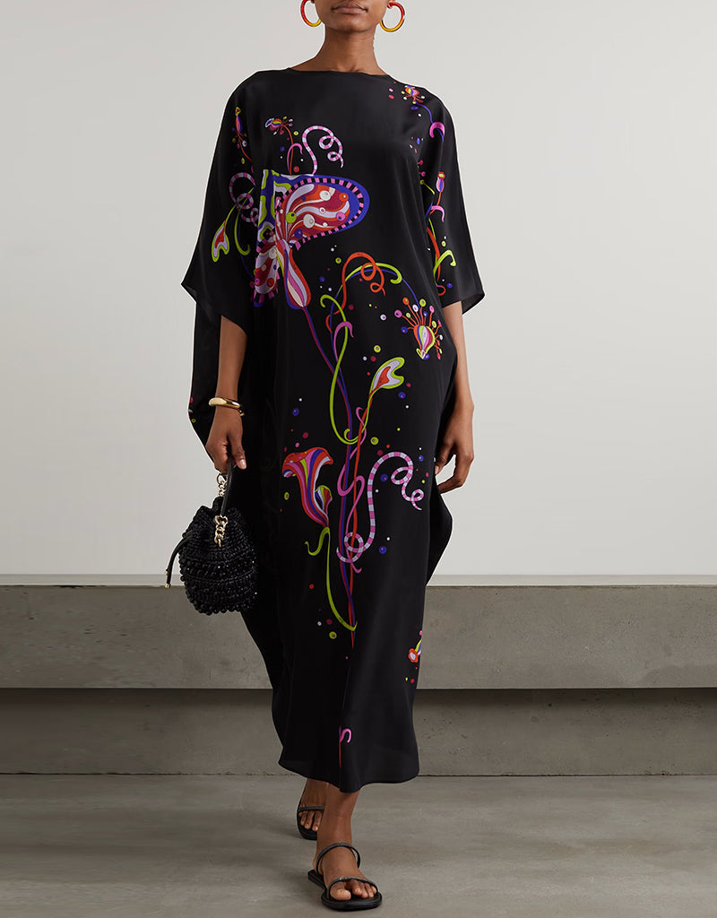Elegant Black Korean Maxi Dress for Women | Flowy Long Sleeve Party Gown | Perfect for Weddings, Dates & Evening Events