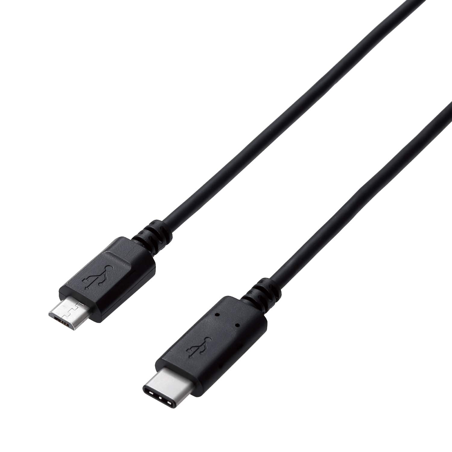 ELECOM USB-C to Micro USB Cable 3A Fast Charging 0.5m Black - High-Speed Data Sync for Smartphones, Tablets & Power Banks (Japan Import) U2C-CMB05NBK - Perfect for Travel, Office & Home Charging