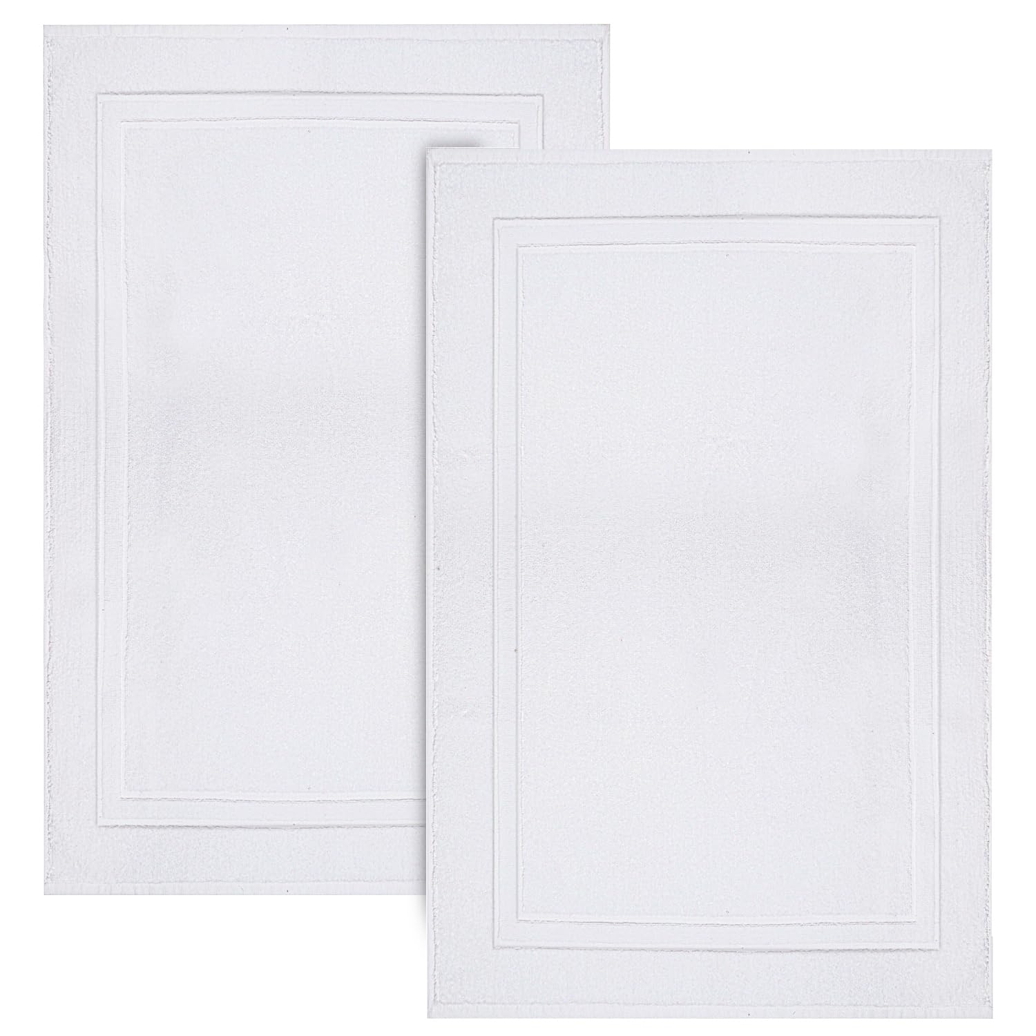 Luxury Cotton Bath Mats 2-Pack, 34x22 Inches - Super Absorbent Bathroom Towel Mats, Soft Floor Towels for Bath & Shower (Brilliant White) | Perfect for Spa-Like Bathroom Experience & Guest Bathrooms