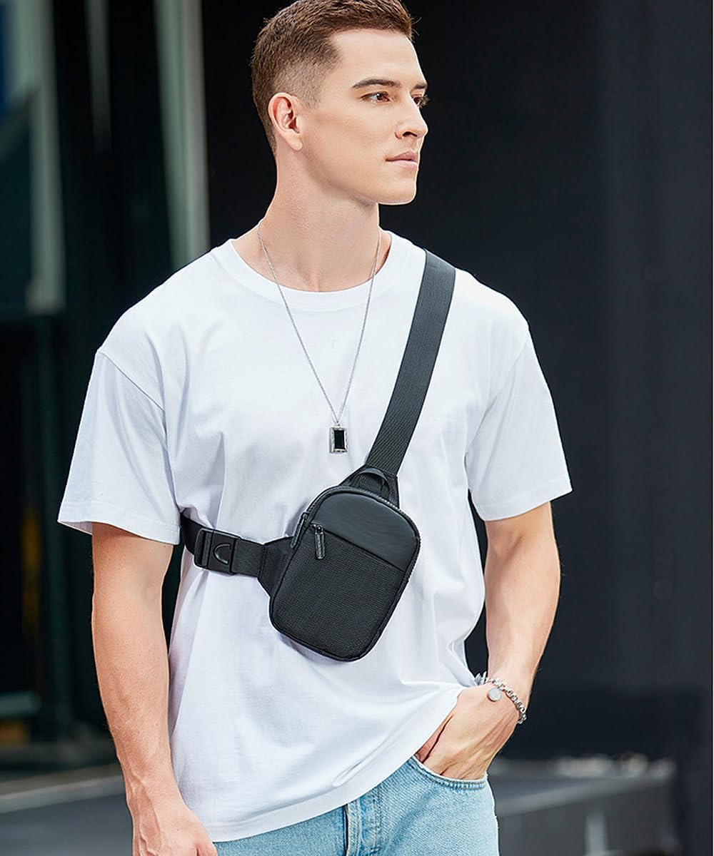MDJYMYZ Small Black Crossbody Sling Backpack for Men & Women - Lightweight Travel Bag for Hiking, Gym, Work & Daily Commute