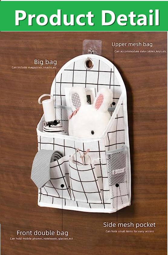 Large Capacity Wall Hanging Storage Organizer - White Grid Cloth Door Shoe Rack for Home & Office Organization | Perfect for Bedroom, Closet, Entryway Storage