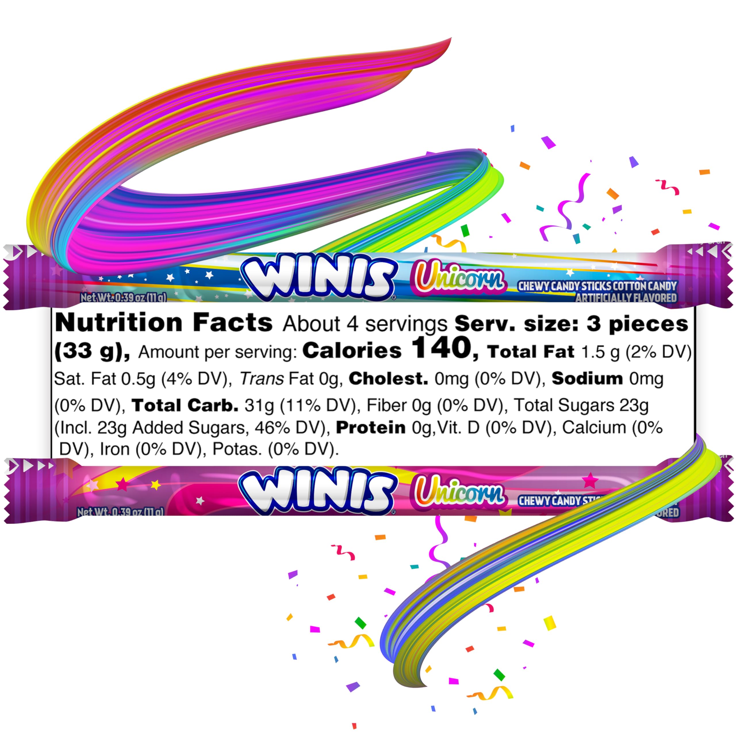 Winis Unicorn Chewy Candy Swirl - Cotton Candy Flavored Bulk Candy (4.3oz Bag, 11 Pieces) | Easter Basket Stuffers, Party Favors, Birthday Treats & Sweet Snacks