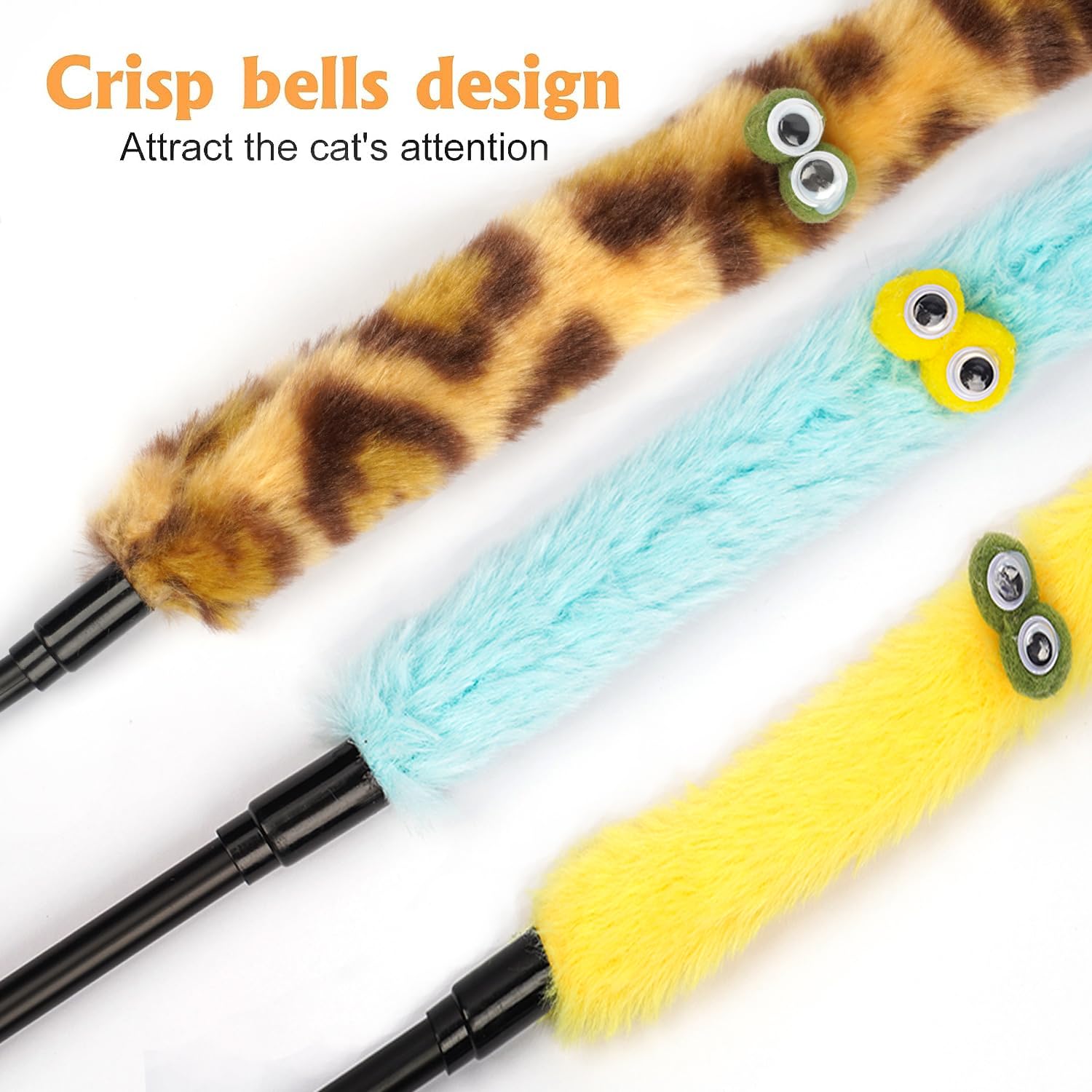 Interactive Cat Toys 3-Pack - Rainbow Wand, Feather Flips & Plush Ball for Indoor Play - Stimulating Teaser & Chase Exercise for Kittens - Perfect for Bonding, Playtime & Keeping Cats Active (Pack of 3)