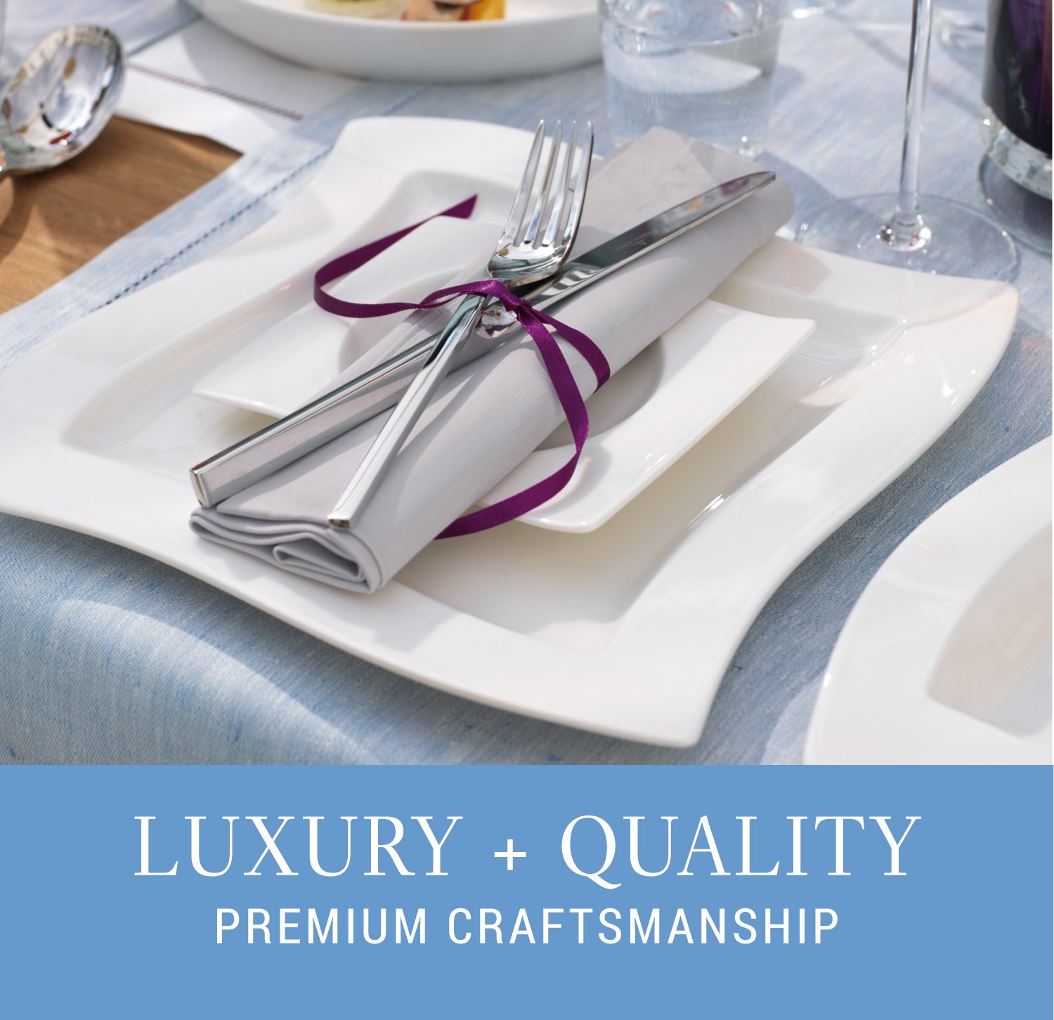 Villeroy & Boch New Wave 10.5 Inch Porcelain Dinner Plates Set of 4 - Premium German-Made Tableware for Fine Dining & Entertaining