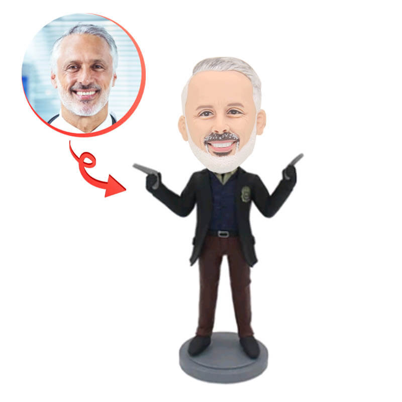 Custom Bobblehead of Man Holding Double Guns - Personalized Military or Hunting Figure - Perfect for Gifts, Office Decor, and Collectibles