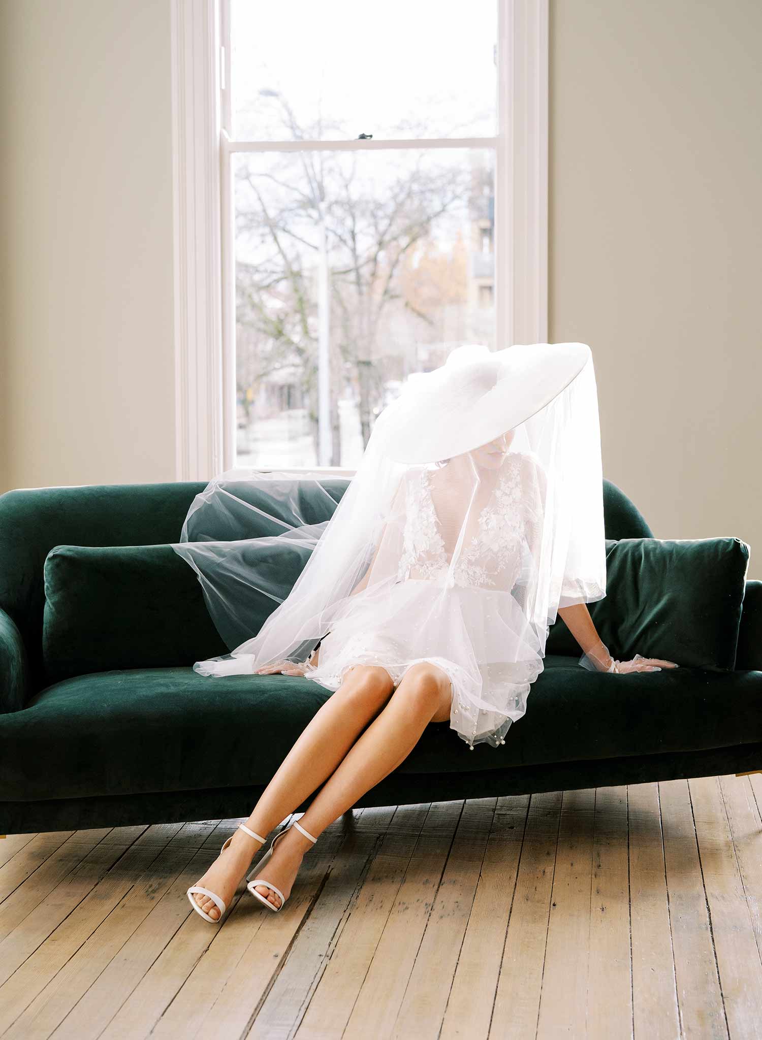 Dream Cloud Bridal Hat with Veil - Elegant Wedding Headpiece Style #2456 | Perfect for Bridal Showers, Ceremonies & Photo Shoots