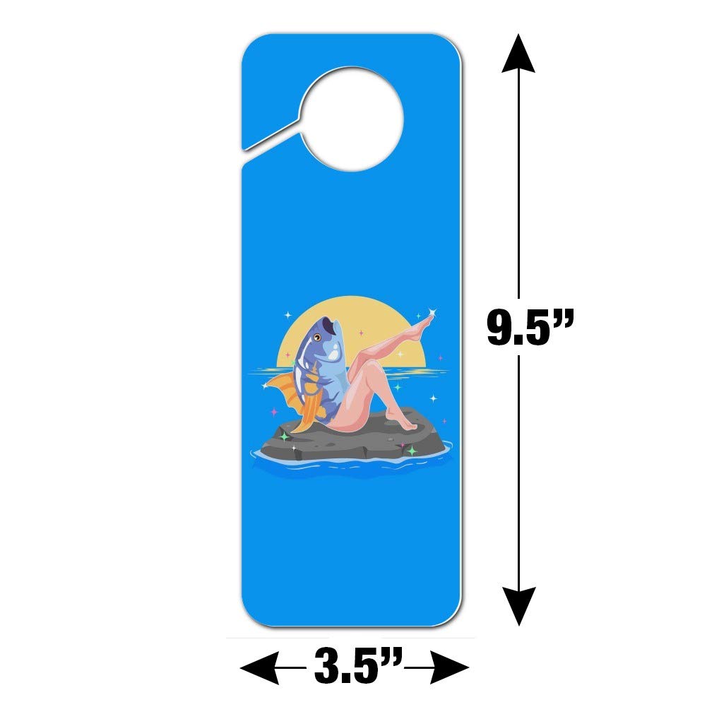 Funny Reverse Mermaid with Tuna Head Plastic Door Knob Hanger Sign - Whimsical Home Decor for Bathroom, Kids' Room & Office (GRAPHICS & MORE)