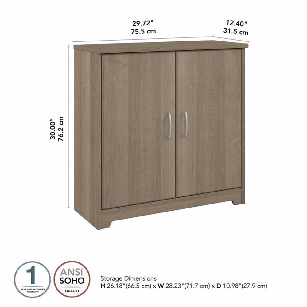 Bush Furniture Cabot Small Entryway Cabinet with Doors, Ash Gray - Stylish Storage Solution for Hallway, Living Room & Entryway Organization