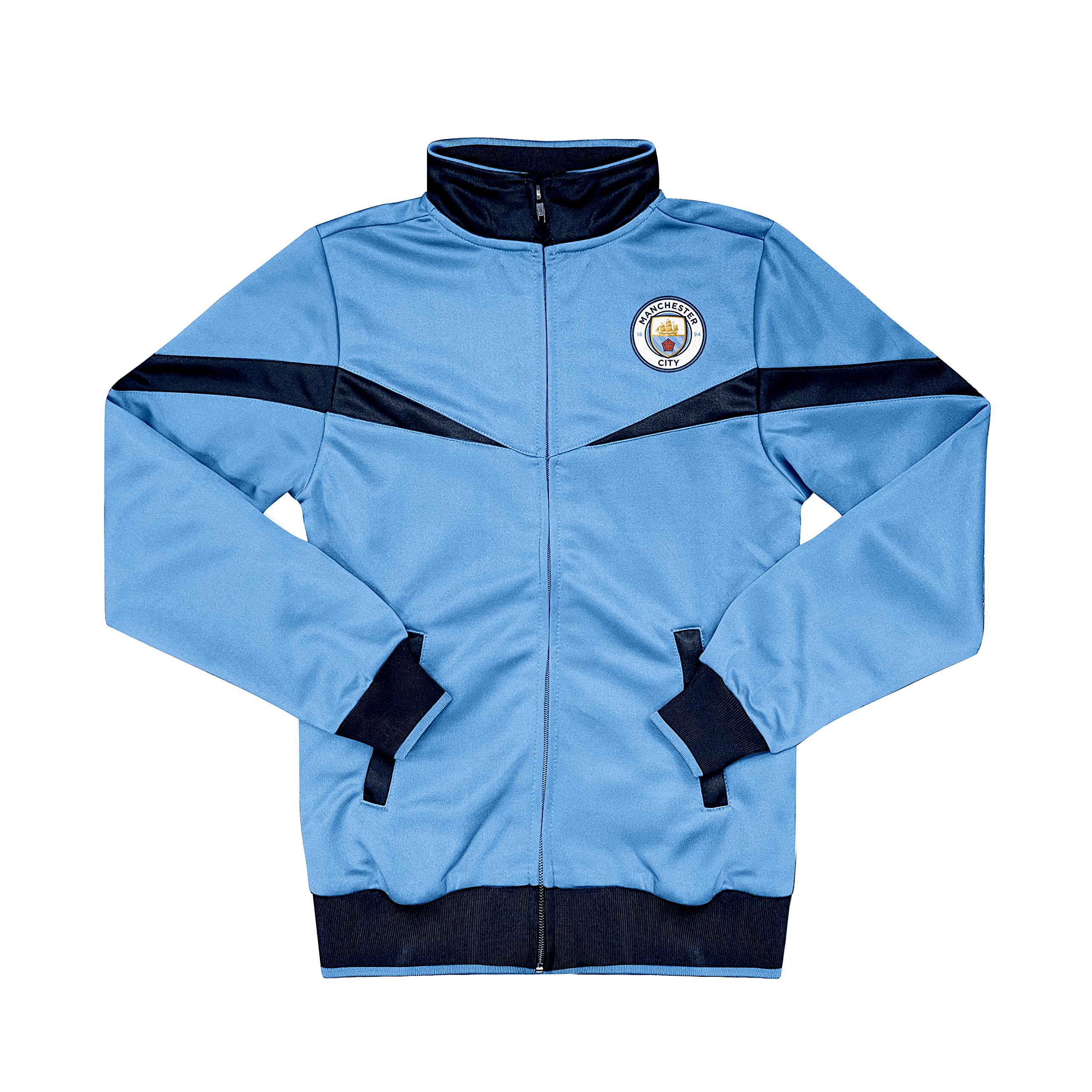 Icon Sports Boys' Manchester City FC Track Jacket - Lightweight Soccer Training Jacket for Kids - Perfect for Football Practice, School Sports & Outdoor Activities