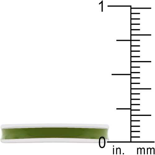 Olive Green Enamel Eternity Ring for Women - Durable Sterling Silver Stackable Band - Perfect for Anniversary, Wedding, Valentine's Day Gift & Everyday Wear