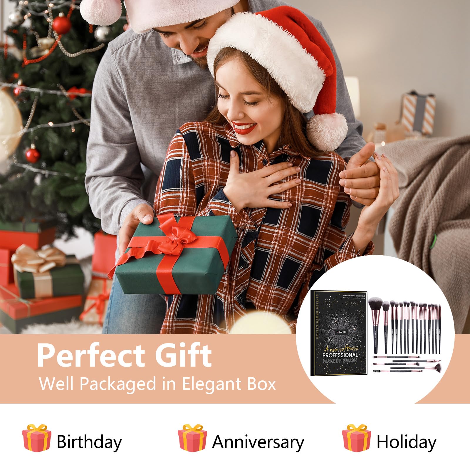 20-Piece Professional Makeup Brush Set - Foundation, Eyeshadow, Blush & Kabuki Brushes for Flawless Face & Eye Makeup | Travel-Friendly with Gift Box (Black) | Perfect for Daily Use, Bridal Makeup & On-The-Go Touch Ups