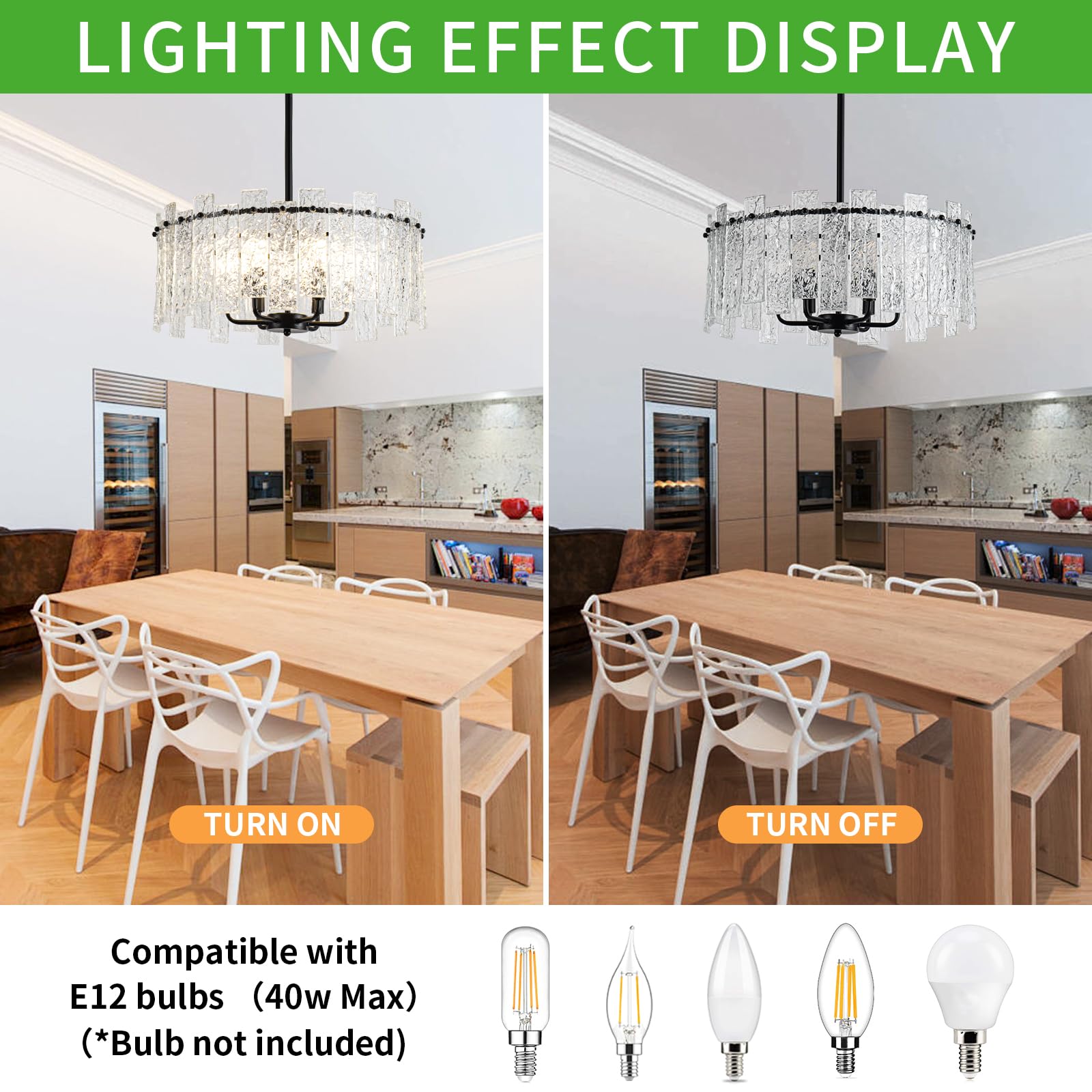Modern Crystal Chandelier - 6-Light Luxury Water Ripple Glass Round Ceiling Light Fixture for Dining Room, Living Room, Bedroom & Kitchen Island | Elegant Home Lighting Decor for Weddings, Restaurants & Luxury Interiors