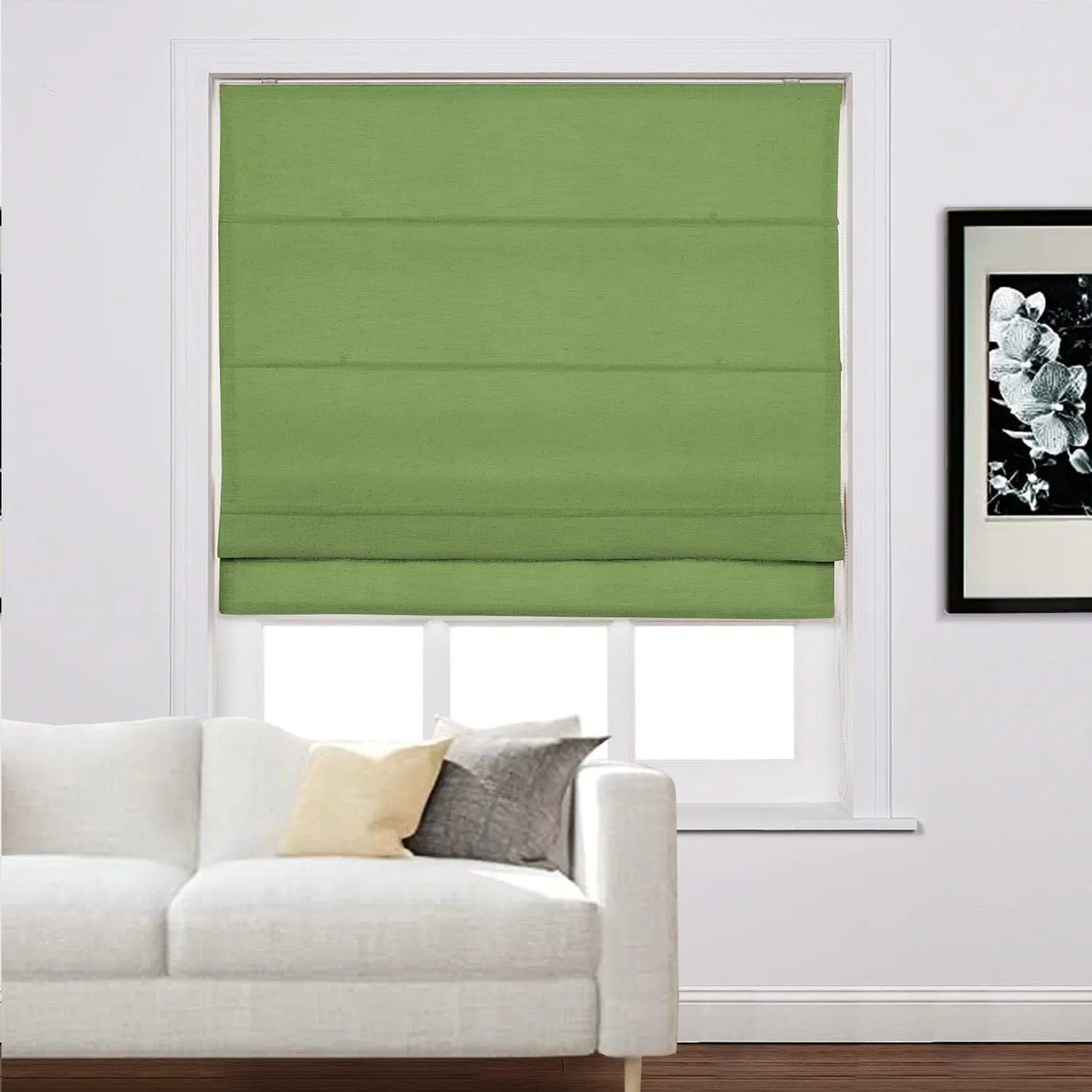 Linen Roman Shades with Loop Cord Lift - Elegant Window Treatment for Living Room, Bedroom & Home Decor
