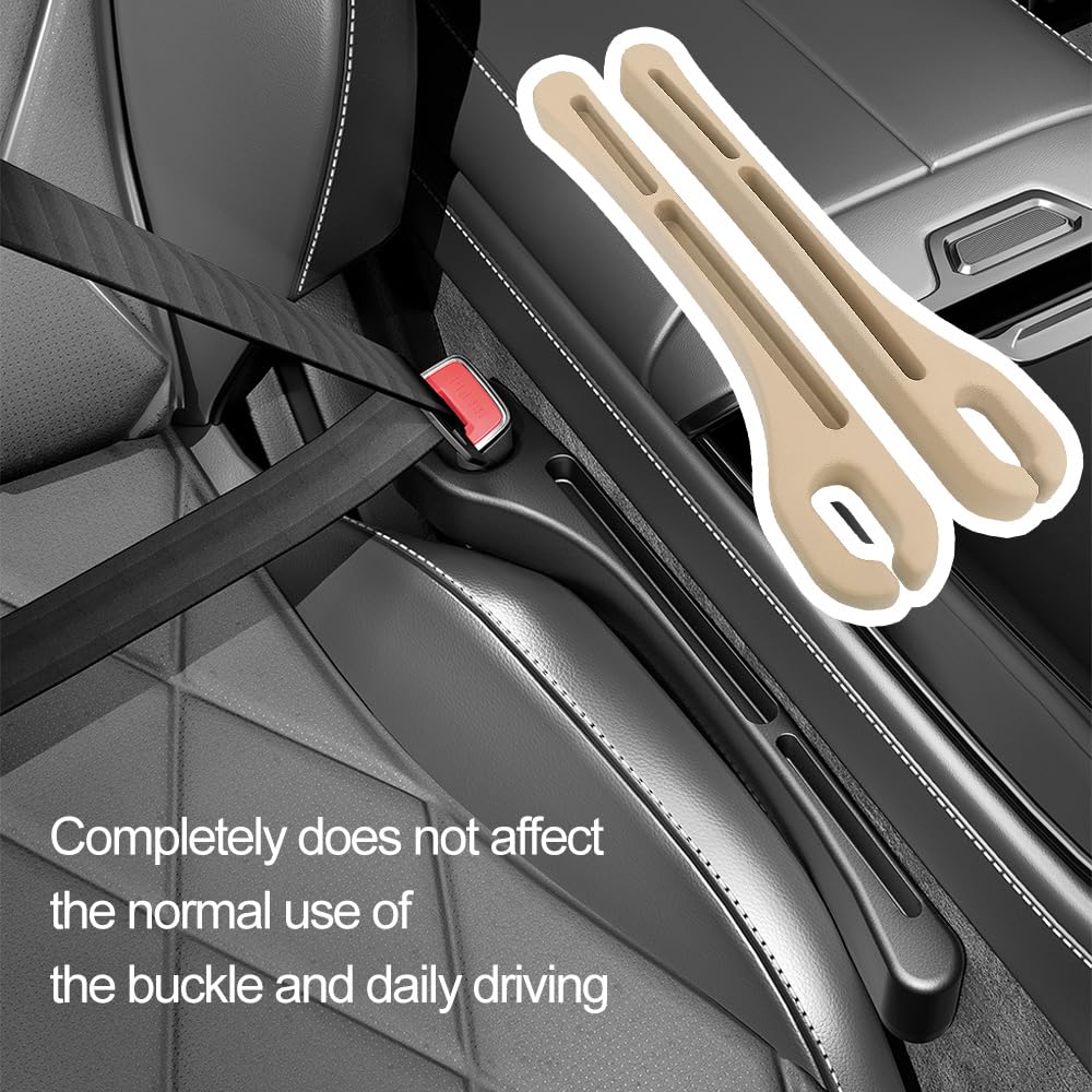 2PCS Universal Car Seat Gap Filler with Phone Holder - New Upgrade Beige Organizer for Preventing Items from Falling, Perfect for Sedans, SUVs, and Trucks