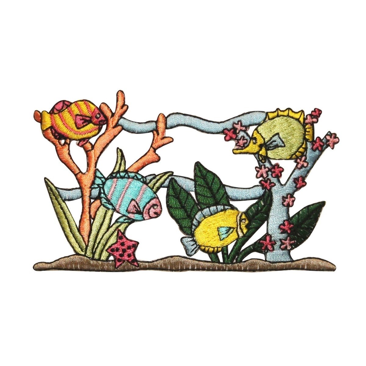 Tropical Fish Aquarium Patch - Coral Ocean Themed Embroidered Iron-On Applique for DIY Crafts, Scrapbooking & Marine Life Enthusiasts