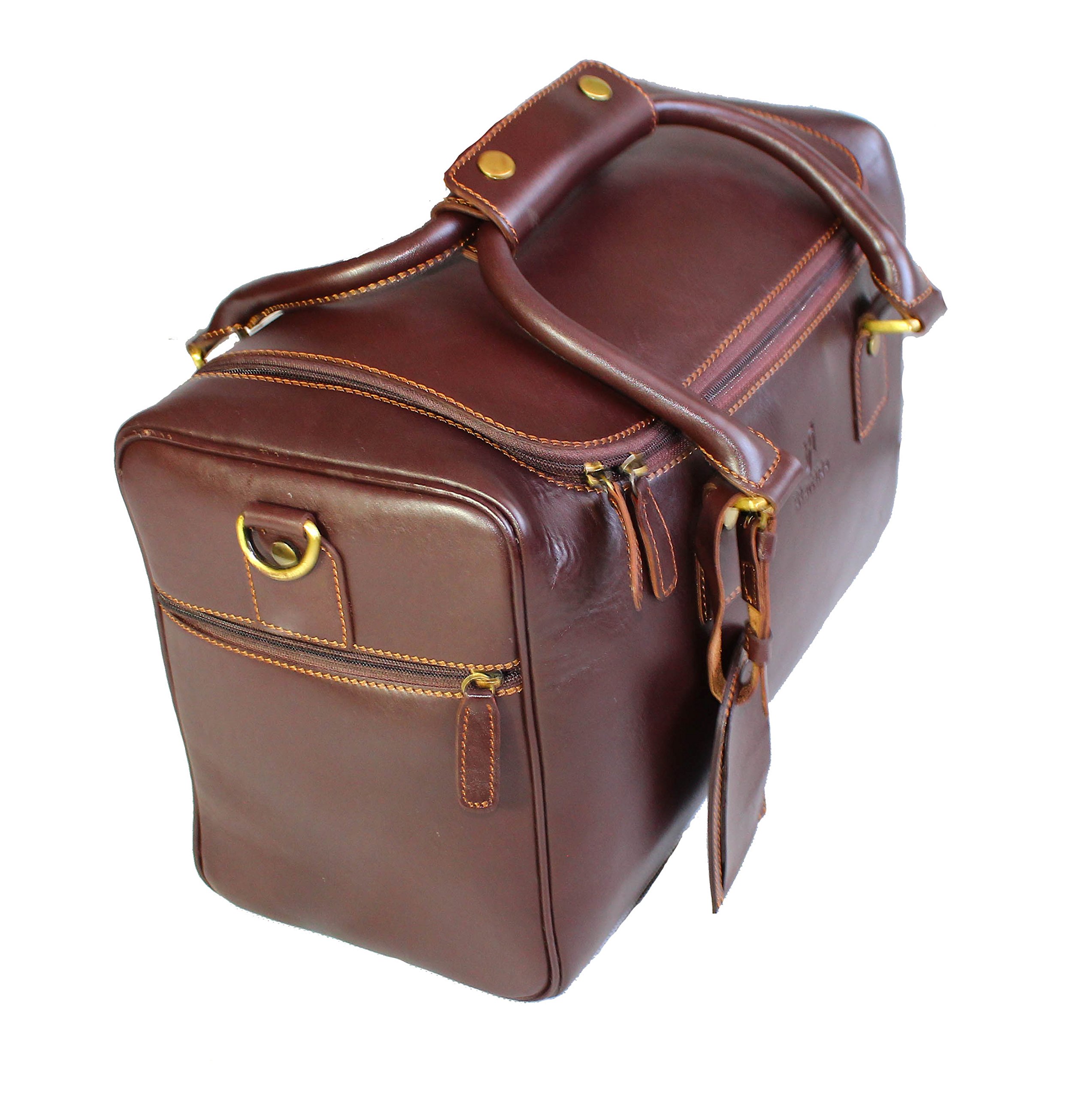 Premium Men's Duffle Leather Holdall Bag - Travel, Gym & Sports Luggage - Durable Brown Leather Weekender Bag for Business Trips, Workouts & Weekend Getaways