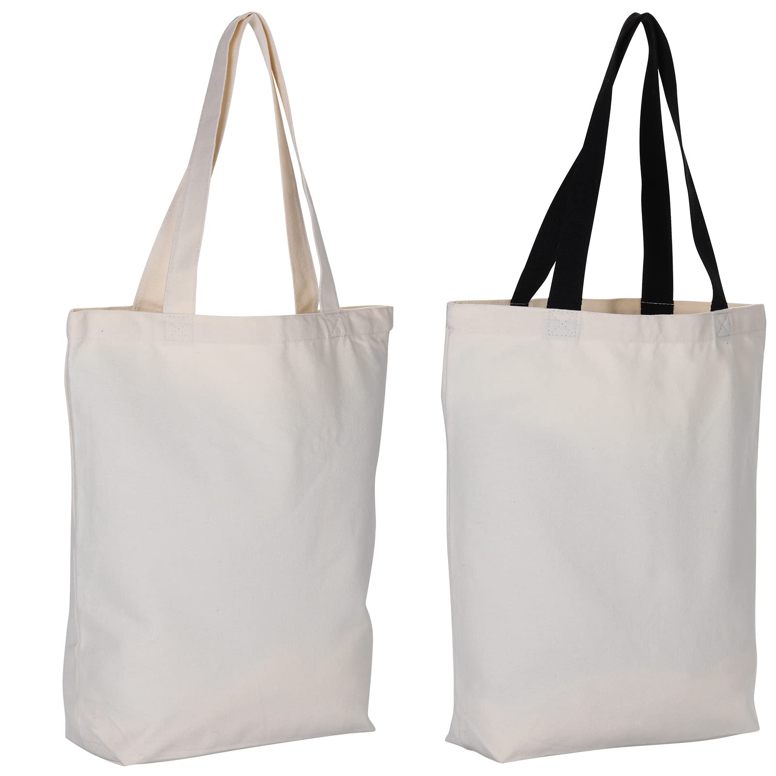 LAIGOO 2-Pack Large Plain Canvas Tote Bags with Sturdy Handles - 17.7 x 15 Inch Reusable Grocery Shopping Bags - Eco-Friendly Cotton Carryall for Groceries, Beach, Work & Daily Use