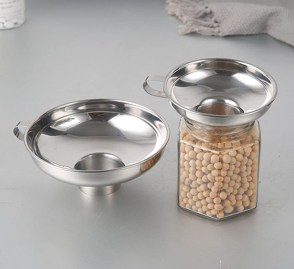 Stainless Steel Canning Funnel for Wide & Regular Jars - Small Kitchen Funnel for Liquids, Spices, Powder, Beans, Jam, Nuts - Mason Jar Accessory with Handle | Perfect for Home Canning, Preserving, Cooking & Baking
