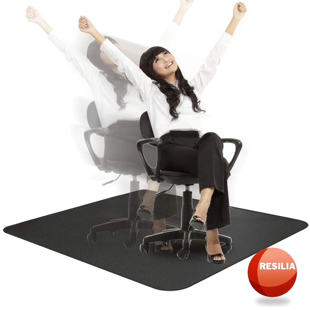 Resilia Office Desk Chair Mat for Low Pile Carpet - Non-Slip Grippers, Black 36