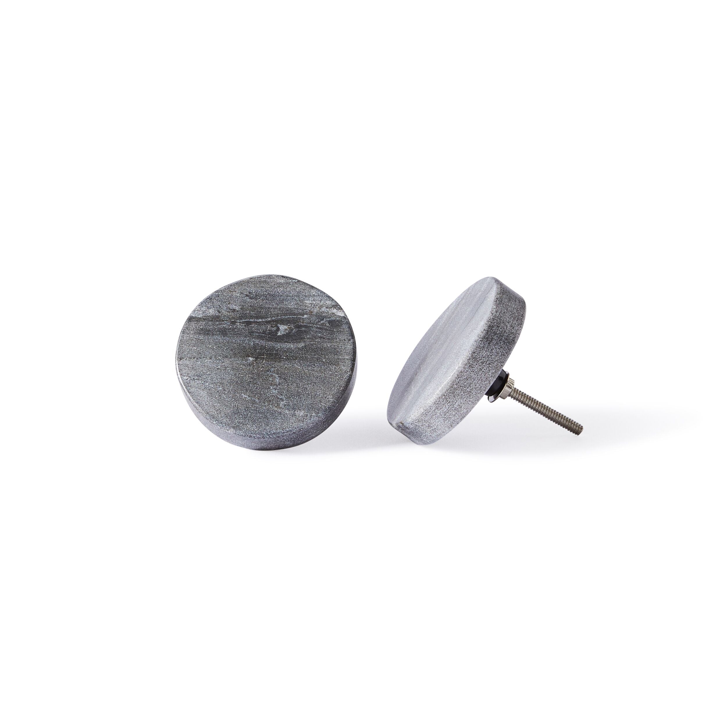 Black Marble Cabinet Knob 6x1.5cm - Small Round Drawer Pull Handle for Kitchen, Bathroom & Furniture Upgrade | Elegant Home Decor Hardware