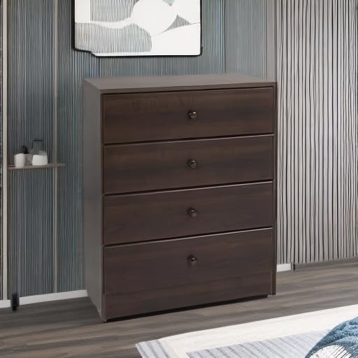 Prepac Astrid 4-Drawer Dresser for Bedroom - Espresso Wooden Chest of Drawers 30