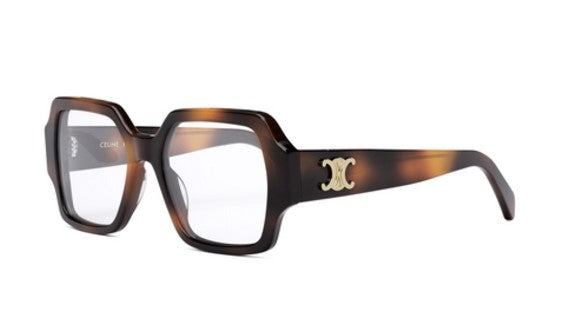 Celine TRIOMPHE CL50131I 053 Shiny Havana Square Women's Eyeglasses - Stylish Designer Glasses for Women, Perfect for Work, Reading & Fashion Accessories