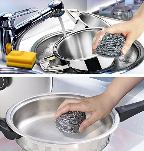 Premium Stainless Steel Scouring Pads for Pots and Pans - Heavy Duty Kitchen Sponge Scrubber - 200 Pack - Perfect for Deep Cleaning Cookware, Grills, and Stubborn Stains