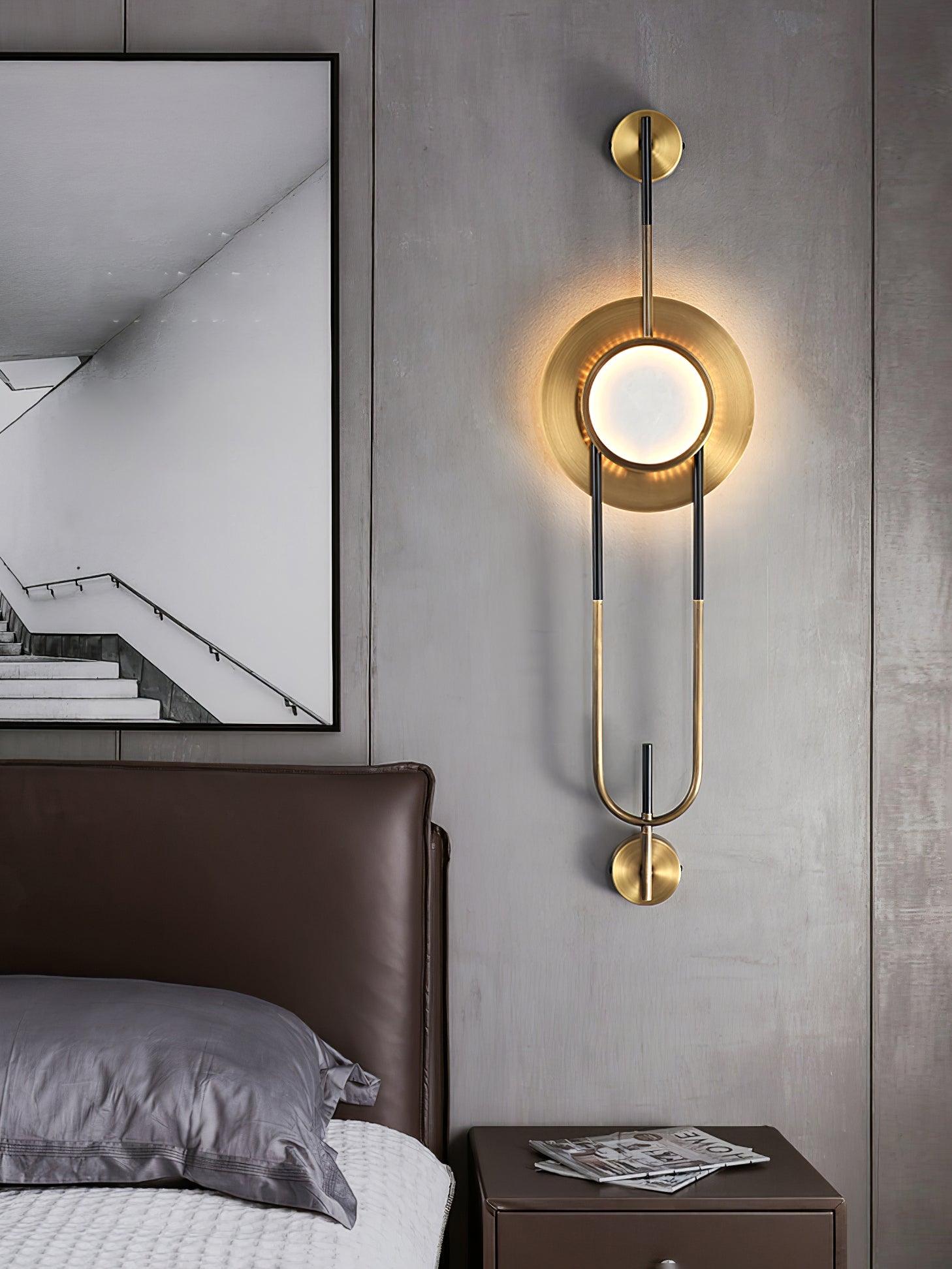 Modern Circular Marble Wall Light - Sleek LED Sconce for Living Room, Bedroom & Hallway - Dimmable Ambient Lighting for Home Decor