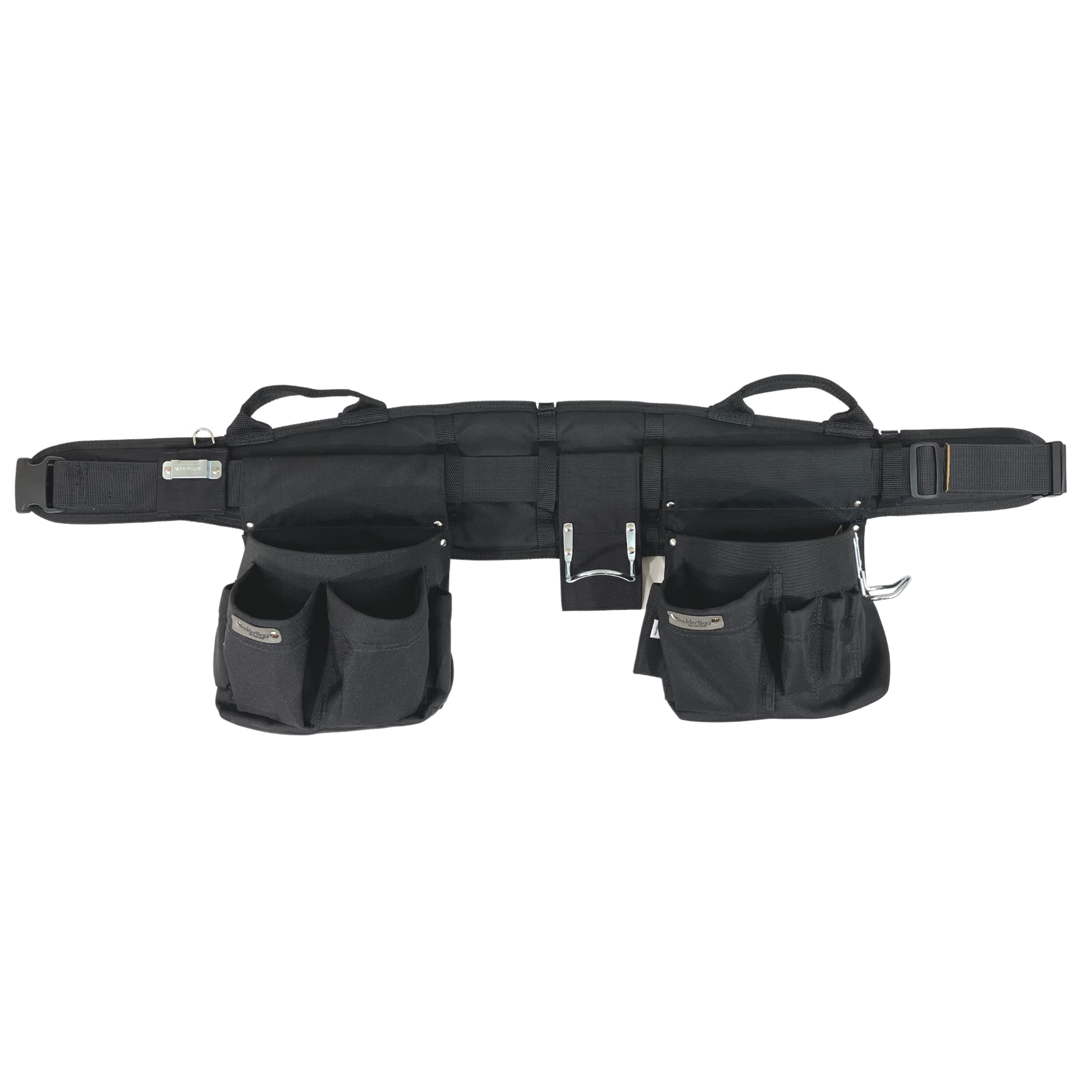 Professional Carpenter MAX Tool Belt Combo with Comfort Back Support - Heavy Duty Quick Release Buckle & Pouch (24-27 Inches, Black) | Made in USA | Ideal for Construction, Woodworking & Home Improvement Projects