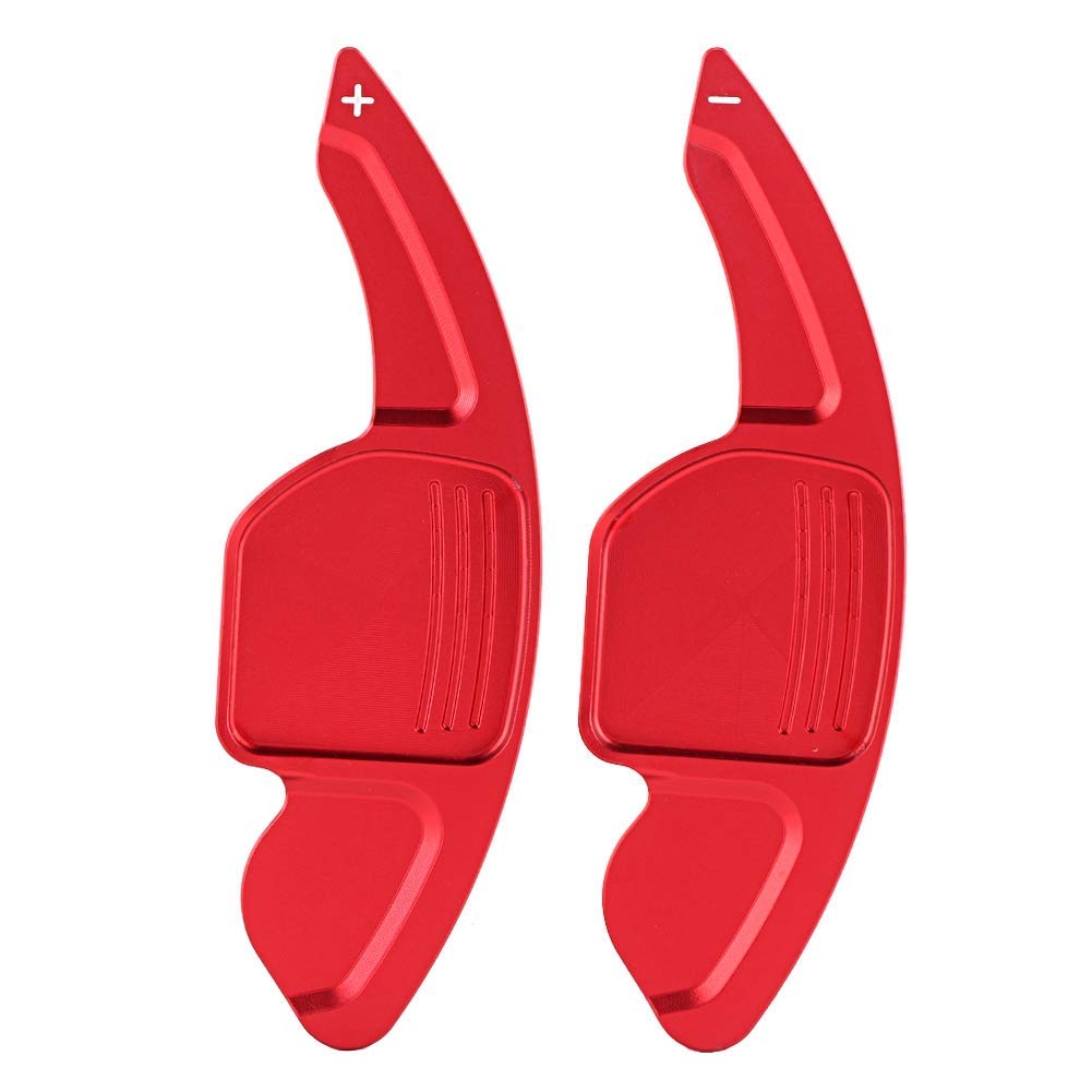 KIMISS 2pcs Aluminum Alloy Car Steering Wheel Shift Paddle Extensions - Compatible with Audi A3/A4L (2013-2016), A5 (2012-2016) - Bright Red Racing Accessories for Enhanced Driving Performance & Sporty Look