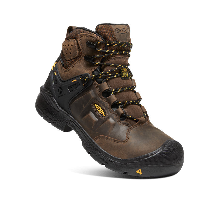 Men's Dover 6 Waterproof Work Boots with Carbon Toe - Dark Earth/Black | Slip Resistant Safety Shoes for Construction, Hiking & Outdoor Work