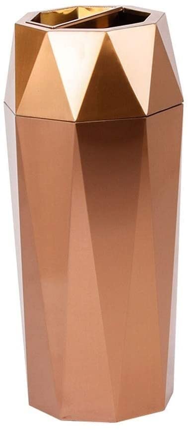 Stainless Steel Outdoor Trash Can with Ashtray - Large Capacity Rose Gold Garbage Bin for Hotel Lobby, Shopping Mall, Park & Home Use - Round Design Wastebasket (Color: Rose Gold, Size: Round)