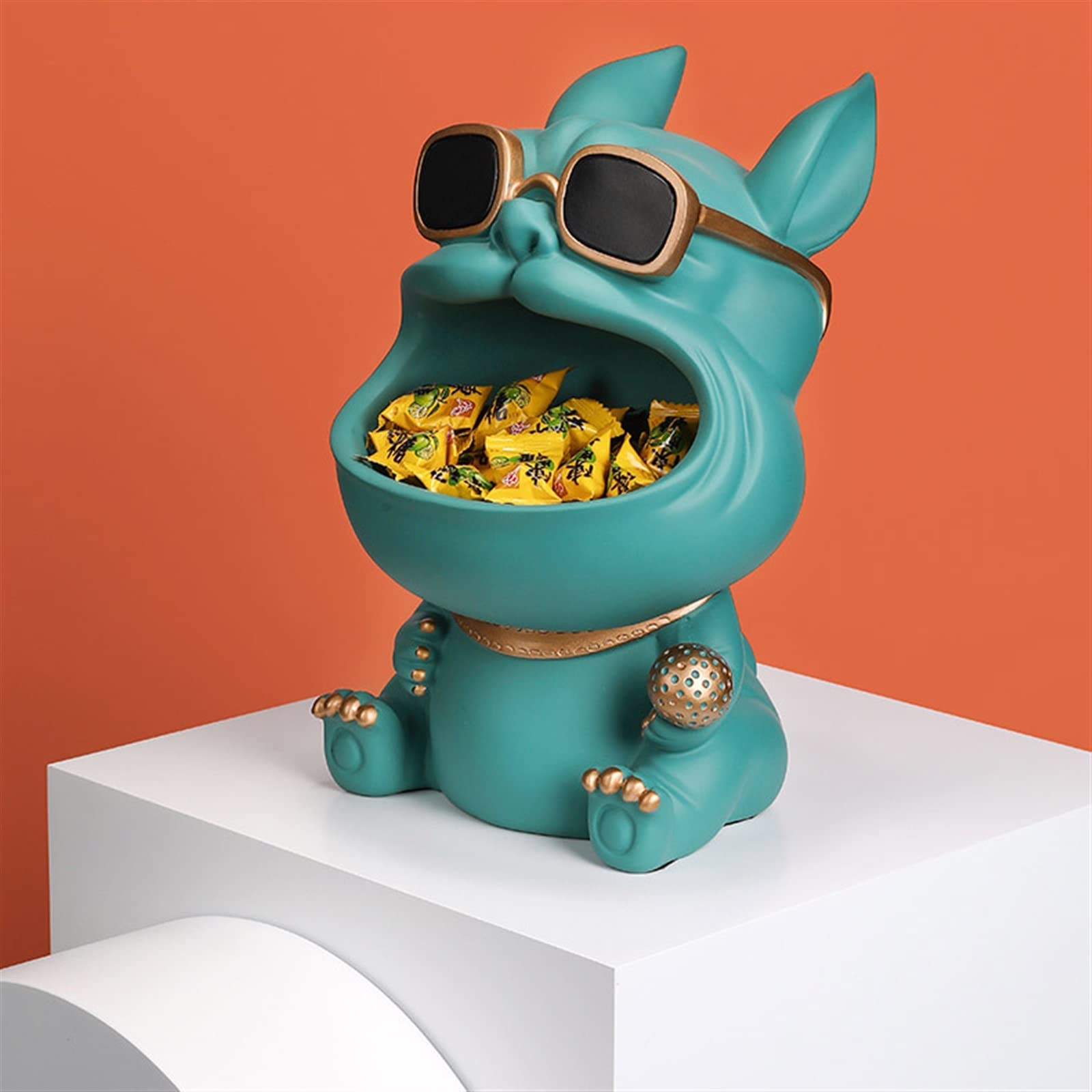 Resin Bulldog Statue - Decorative Storage Box for Candy, Keys & Small Items | Home & Office Decor for Living Room, Desktop & Table | Perfect for Gifts, Parties & Home Organization