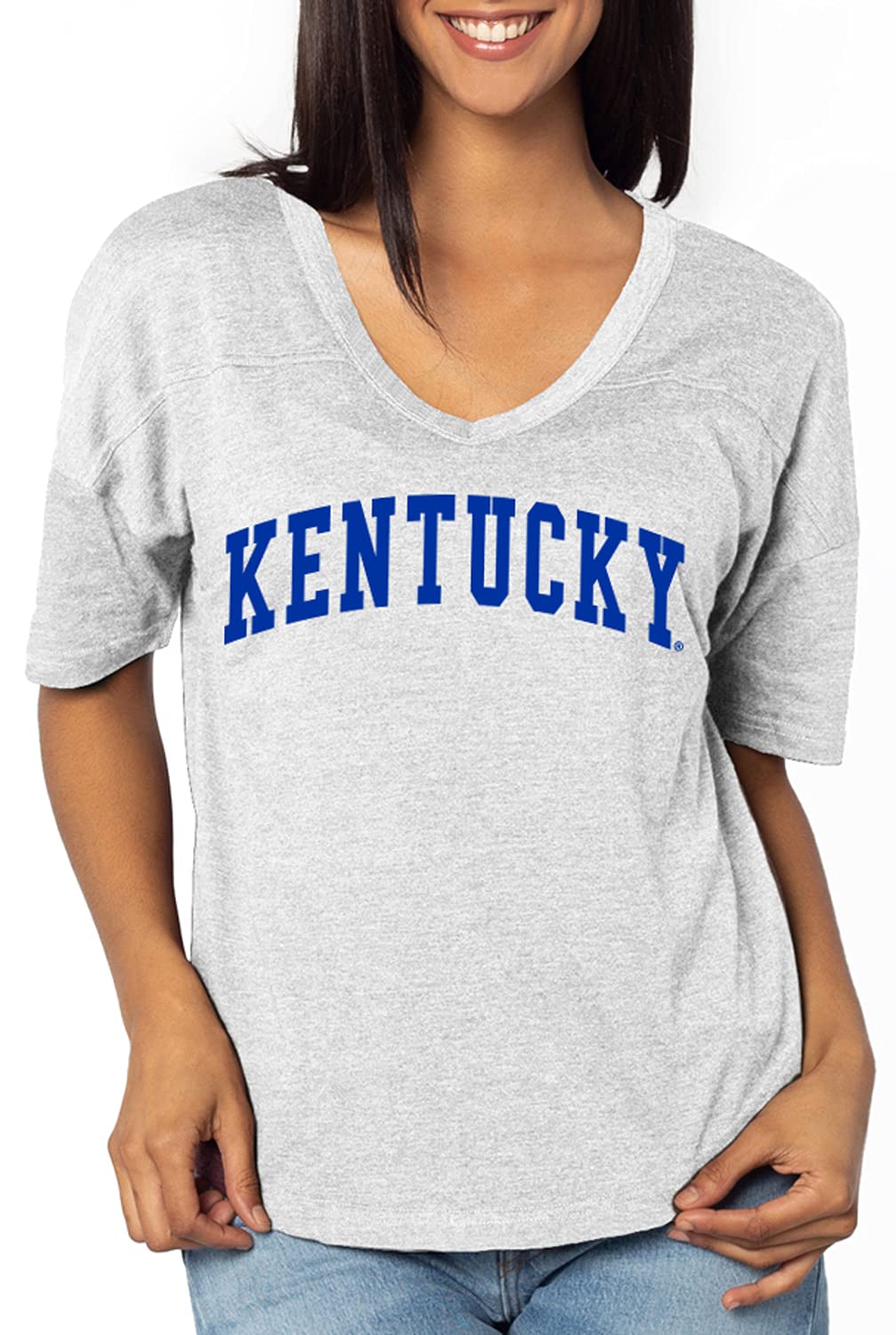 UG Apparel Women's V-Neck Happy Jersey - Soft Casual T-Shirt for Everyday Wear, Gym, and Outings | Comfortable & Stylish