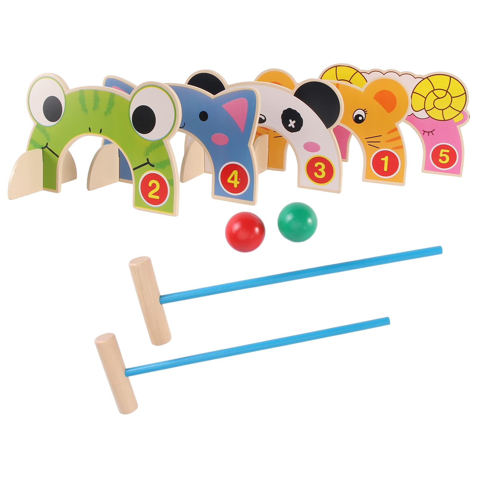 Balacoo Cartoon Croquet Golf Game Set - Plastic Golf Clubs & Wooden Toys for Kids - Fun Outdoor/Indoor Play for Backyard, Birthday Parties & Family Game Night
