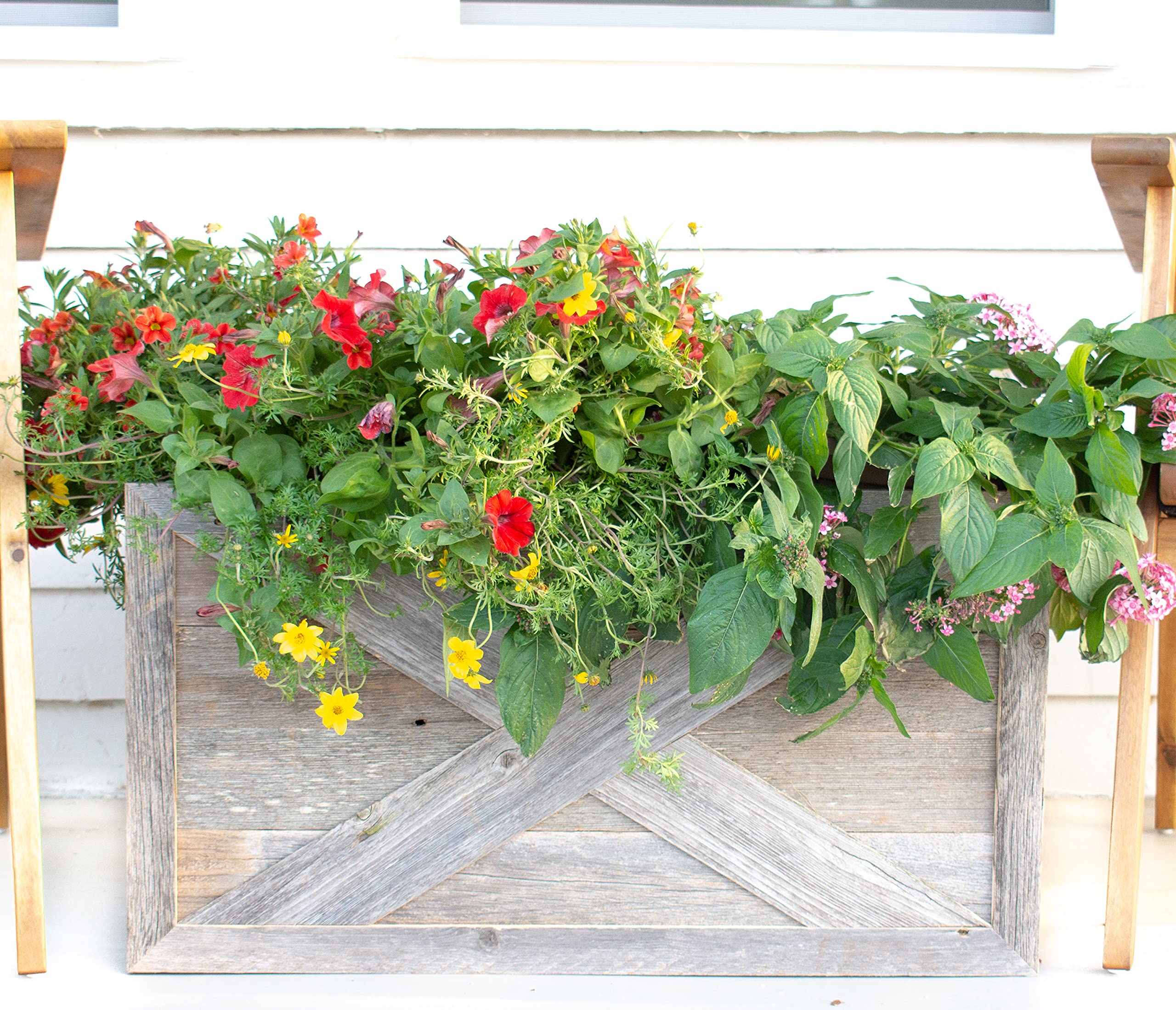 **BarnwoodUSA Real Wood Plant & Tree Box Collar - Natural Weathered Gray Farmhouse Planter Cover | Hide Flower & Tree Pots | Perfect for Indoor & Outdoor Gardens, Patios, and Landscaping**