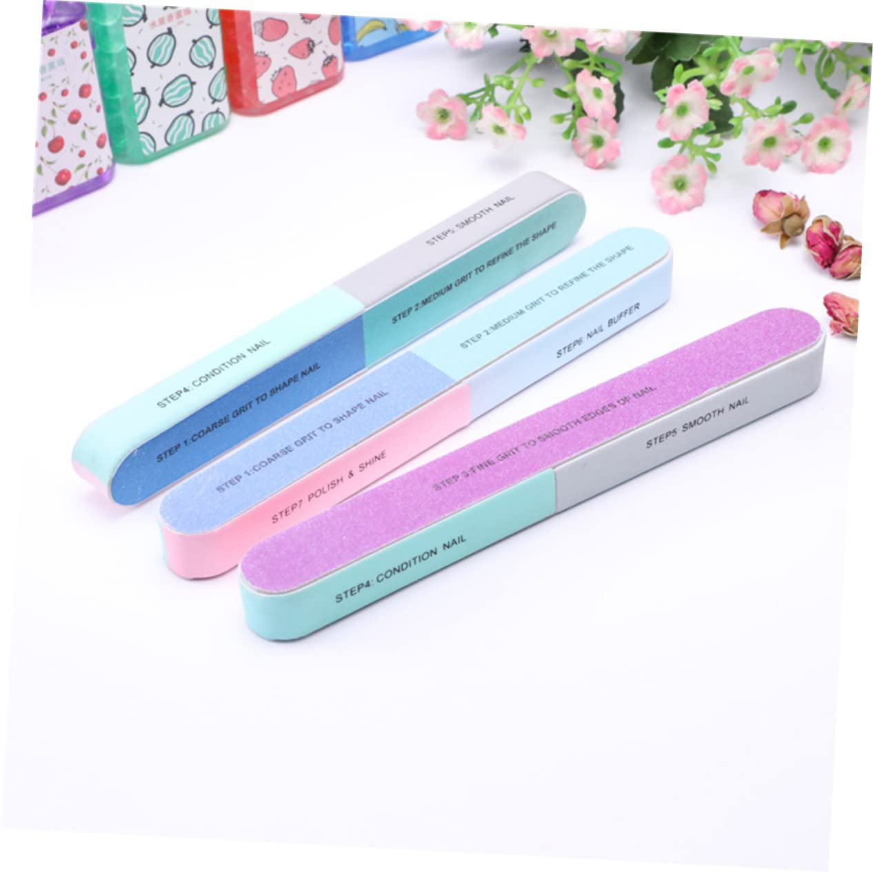FOMIYES 12pcs Nail Buffer Blocks Set - 7 Steps Manicure Kit for Home & Salon Use