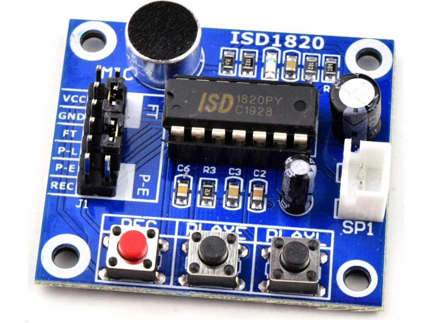 CANADUINO® ISD1820 Voice Recording Module - 8 to 20 Seconds Recording Time with Built-in Microphone & Speaker - Perfect for DIY Electronics, Voice Messages, and Educational Projects