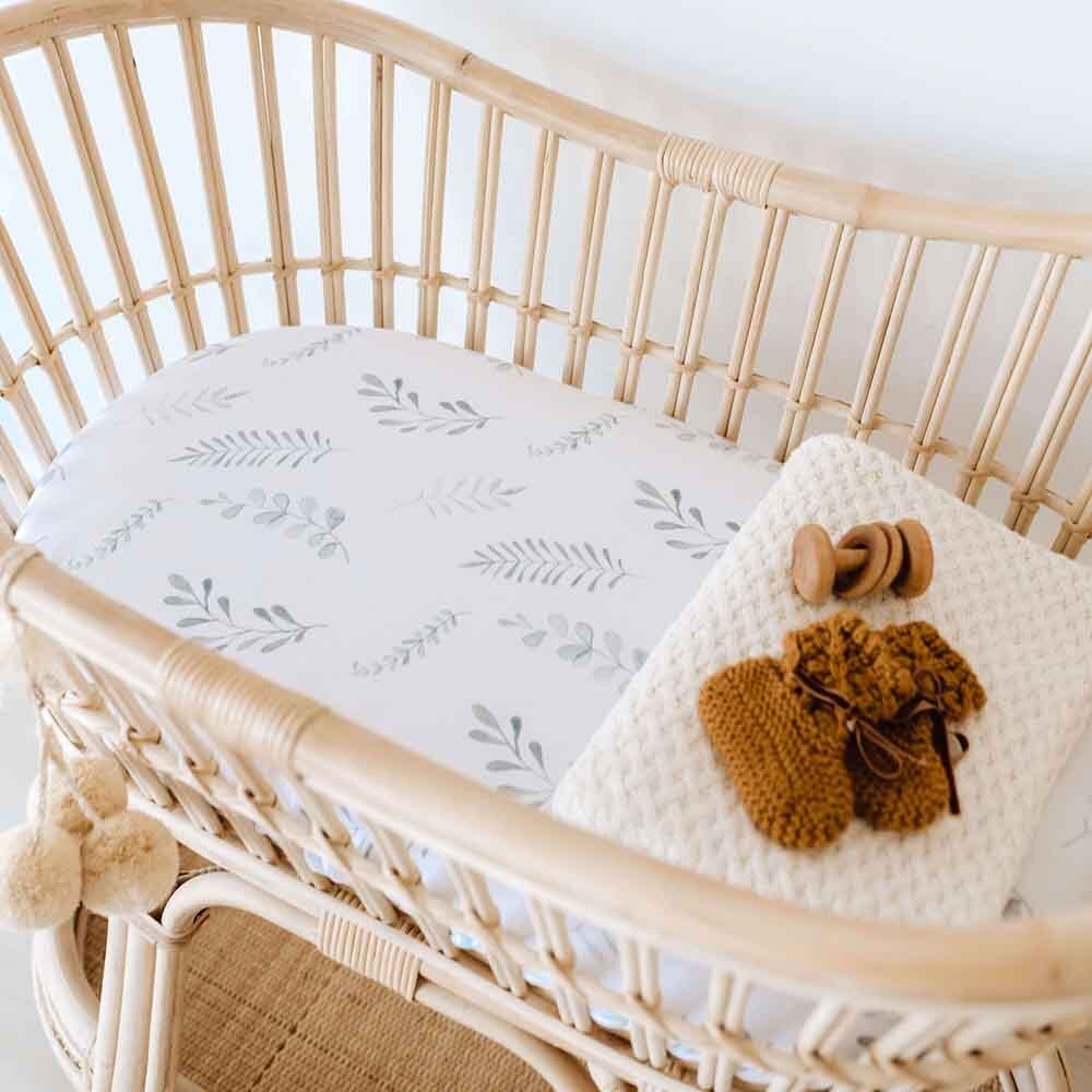 Snuggle Hunny Bassinet Sheet & Change Pad Cover - Soft Wild Fern Print - Perfect for Nursery, Baby Crib & Travel Crib Bedding