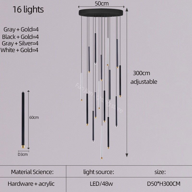 Modern Cylindrical Two-Tone LED Chandelier - Energy Efficient Dimmable Ceiling Light for Dining Room & Living Room Decor