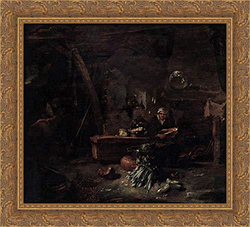 22x20 Gold Ornate Wood Framed Canvas Art - Willem Kalf Kitchen Still Life Painting - Perfect for Dining Room, Kitchen Decor & Home Interior Design