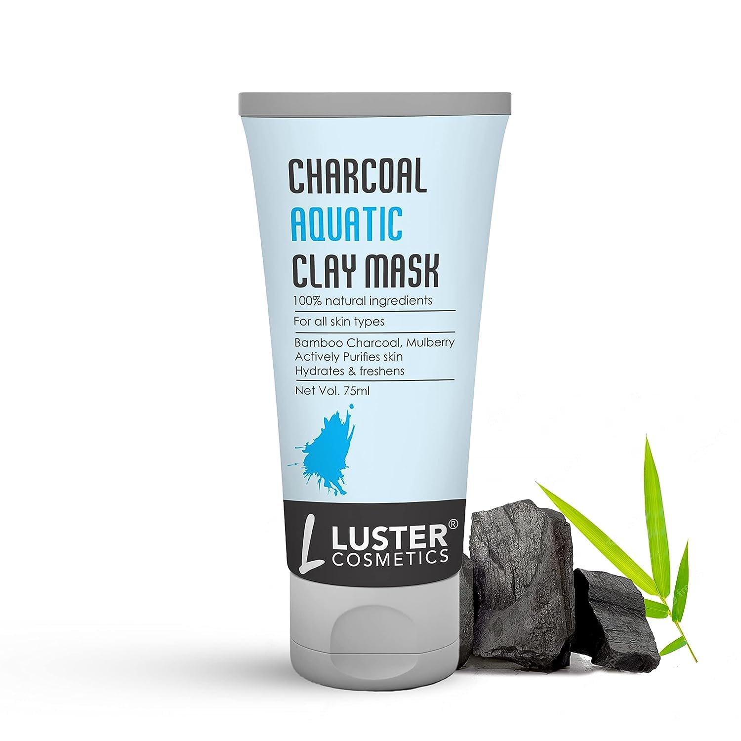 Luster Cosmetics Charcoal Detox Trio - Deep Cleansing Clay Mask, Purifying Sea Mud Face Wash & Exfoliating Lemongrass Scrub (75ml x 3 Pack) for Acne-Prone & Oily Skin - Spa Day & Night Skincare Routine