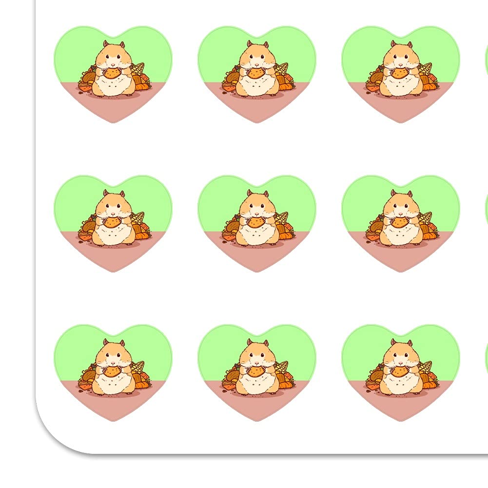 Heart-Shaped Hamster Eating Food Stickers - Cute Planner, Calendar & Scrapbook Decoration for Bullet Journals, DIY Crafts, and School Supplies