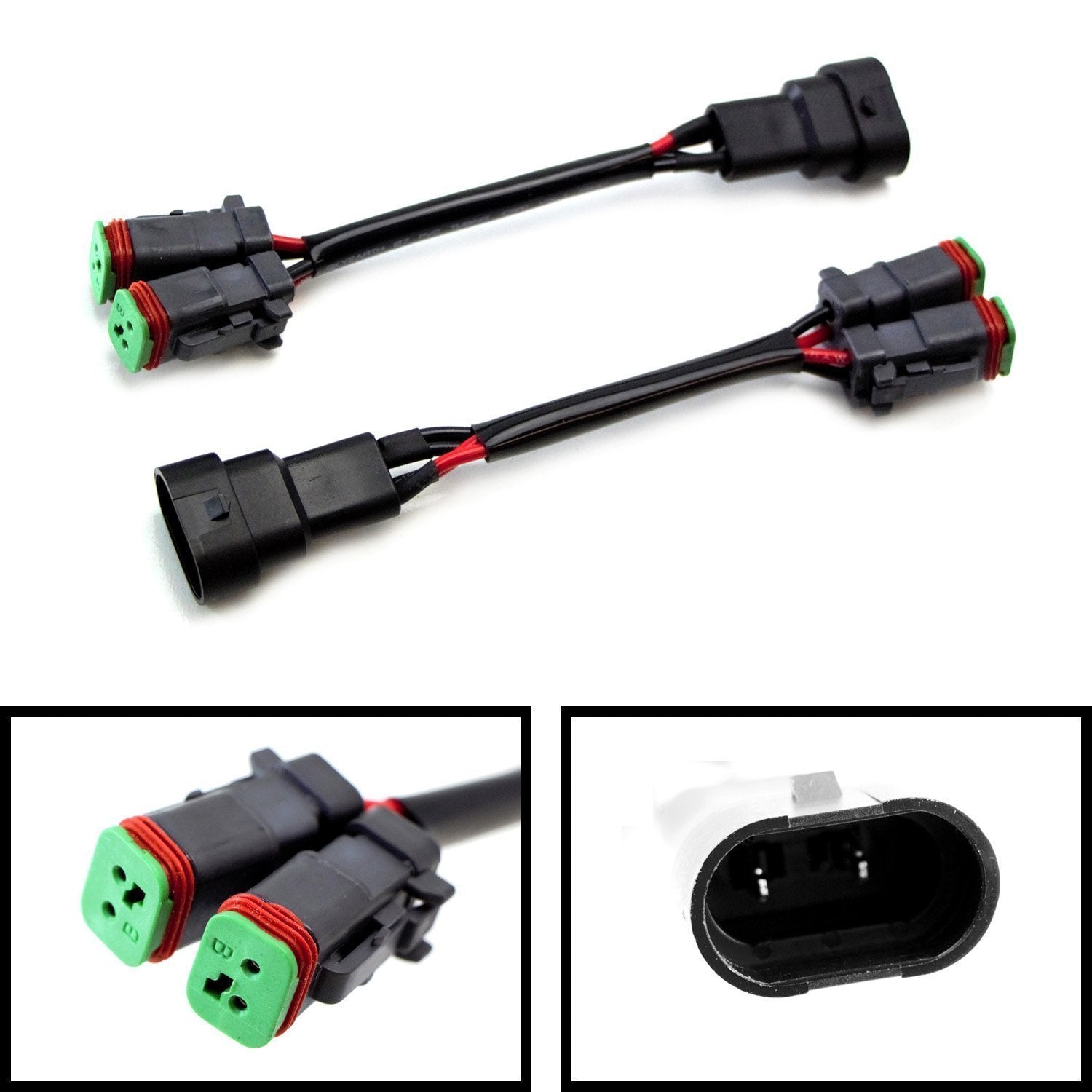 2x Heavy Duty H10/9145/9006 to Dual Output DTP Fog Light Converter Adapter Wires - Compatible with Most Vehicles, Perfect for Off-Roading & Night Driving