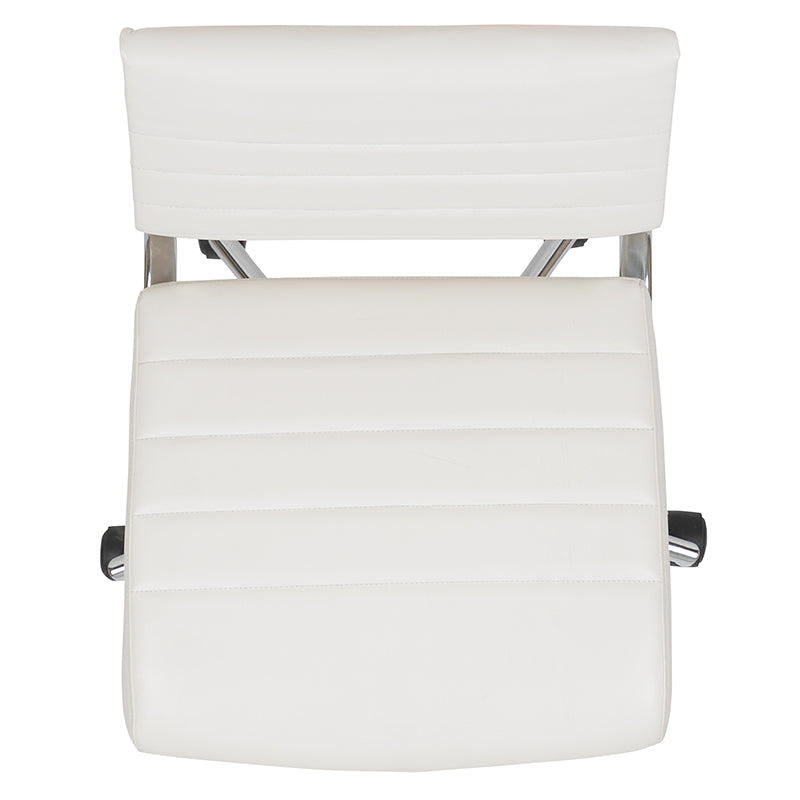 FLASH Hansel Mid Back Executive Office Chair - White LeatherSoft Upholstery, Ergonomic Swivel Design for Home & Office Workspace - Perfect for Desk Work, Conference Rooms & Professional Environments