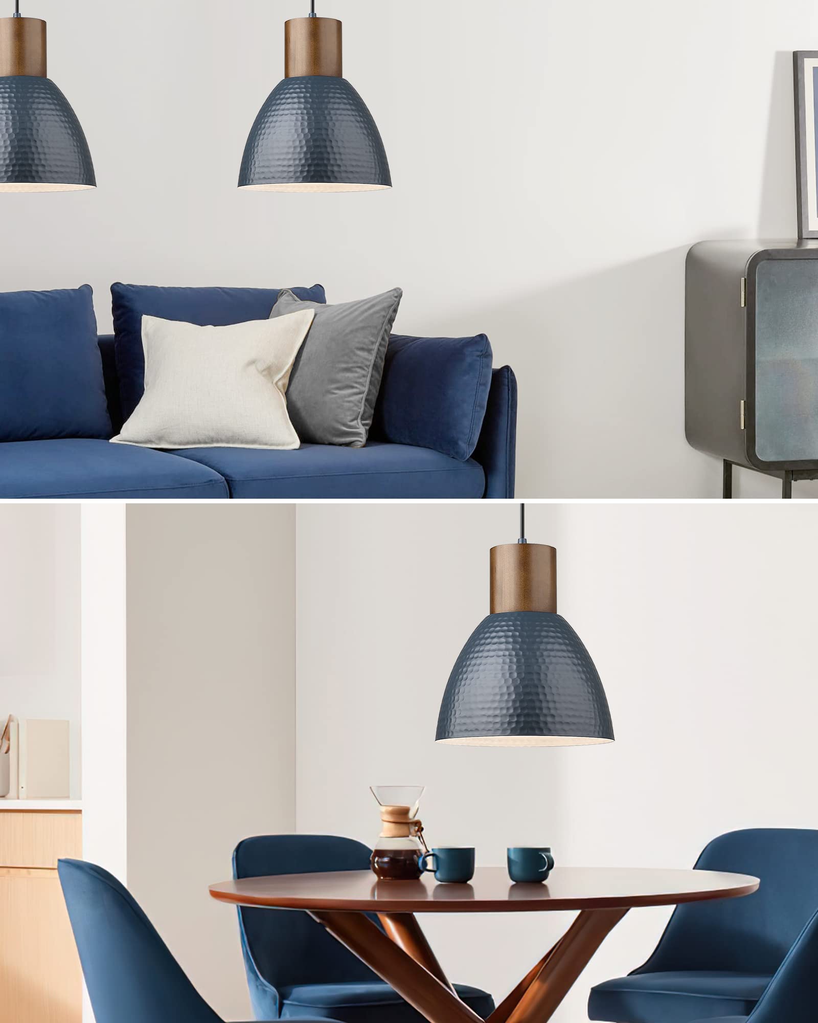 ELYONA 2 Pack Modern Hammered Pendant Lights - 10.2