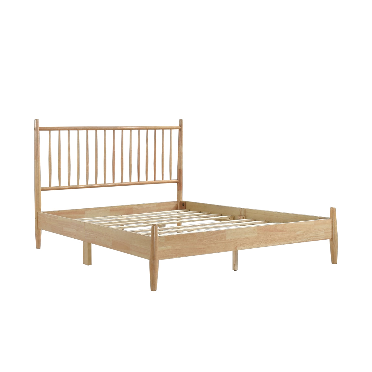 Mid Century Modern Queen Bed Frame - Solid Wood Platform Bed with Upholstered Headboard - Stylish & Durable Furniture for Master Bedroom or Guest Room