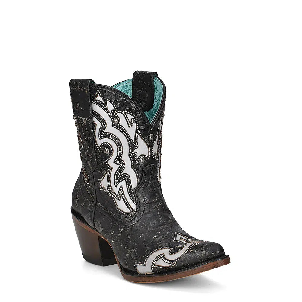 A4272 Women's Black Western Cowgirl Leather Ankle Boots - Stylish & Comfortable for Riding, Dancing & Everyday Wear