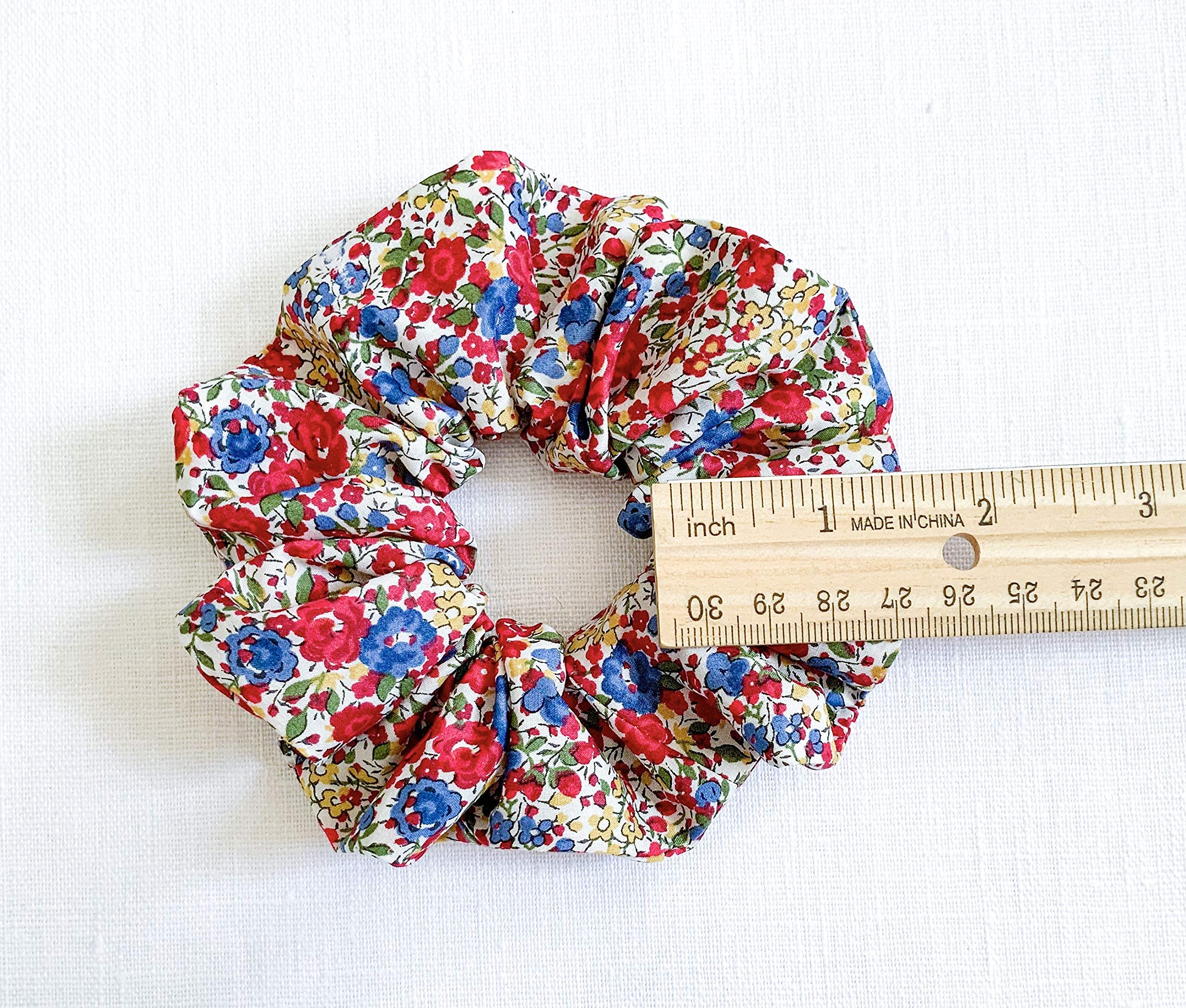 Liberty of London Floral Face Mask & Scrunchie Set for Women | Emma & Georgina Red Tana Lawn Cotton Hair Accessories | Large Pony Tail Holder | Perfect for Everyday Wear, Office & Special Occasions